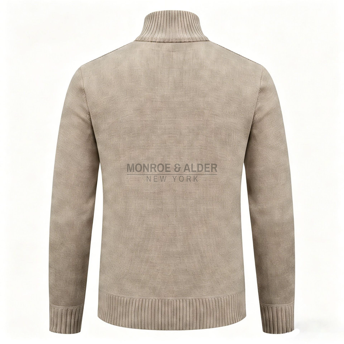 Porter cable knit zip cardigan in Beige, back view