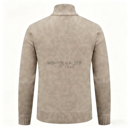 Porter cable knit zip cardigan in Beige, back view