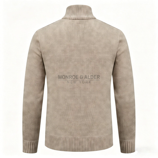 Porter cable knit zip cardigan in Beige, back view