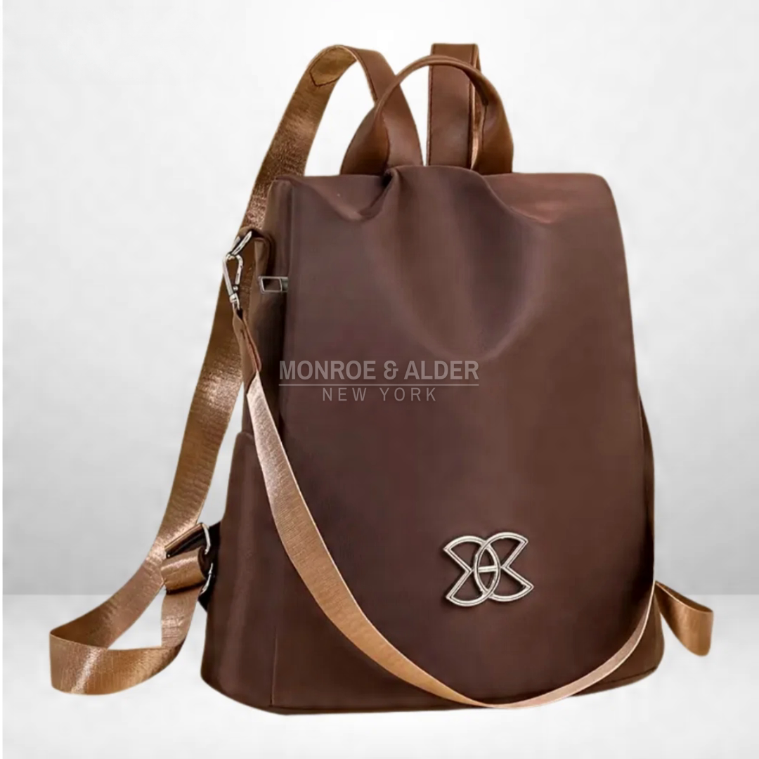 Rosanne anti-theft bag in brown, front view