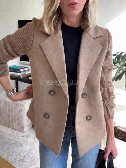 Tessa casual blazer coat in camel, front view