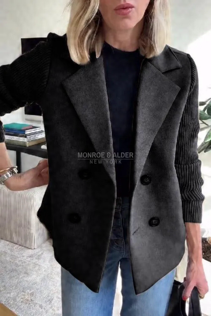Tessa casual blazer coat in black, front view
