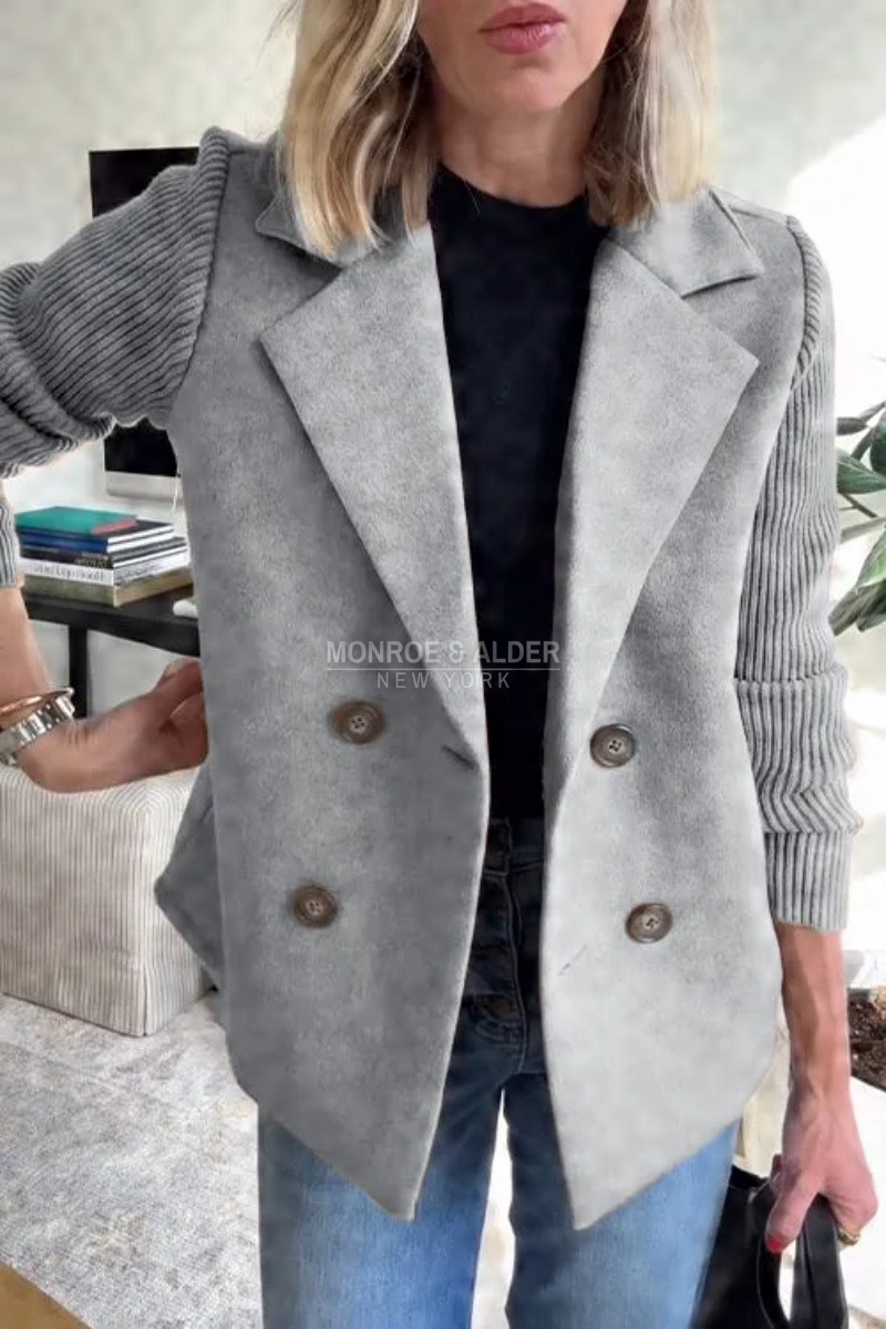 Tessa casual blazer coat in gray, front view