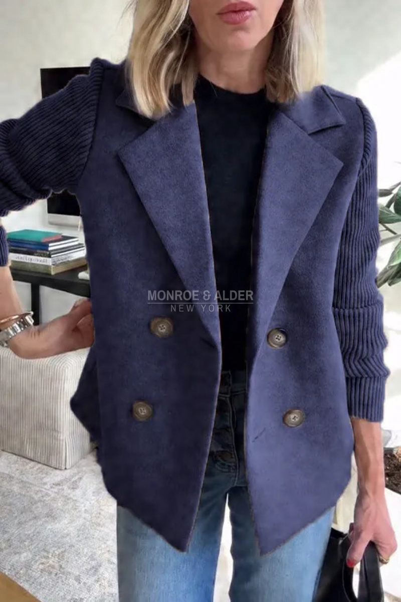 Tessa casual blazer coat in navy, front view