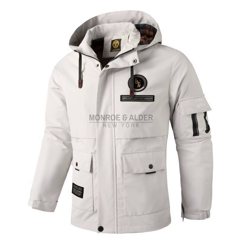 The Tribeca hooded cargo jacket in ivory