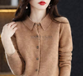 Trudy™ — Polo Collar Knit Cardigan