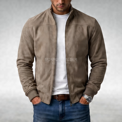 Walter classic casual jacket in tan, front view over a white tee
