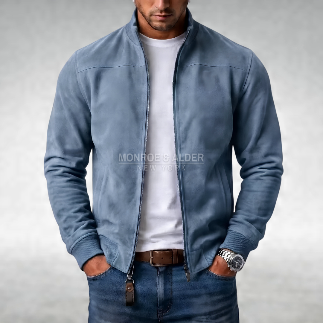 Walter classic casual jacket in light blue, front view