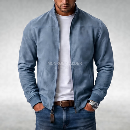 Walter classic casual jacket in light blue, front view
