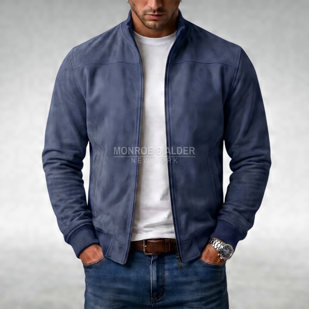 Walter classic casual jacket in navy, front view